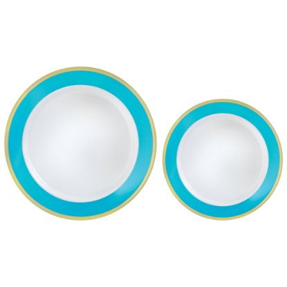 Picture of Amscan Round Hot-Stamped Plastic Bordered Plates, Caribbean Blue, Pack Of 20 Plates