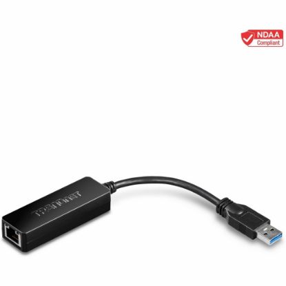 Picture of TRENDnet USB 3.0 To Gigabit Ethernet Adapter, Full Duplex 2Gbps Ethernet Speeds, Up To 1Gbps, USB-A, Windows & Mac Compatibility, USB Powered, Simple Setup, Black, TU3-ETG - USB 3.0 to Gigabit Ethernet Adapter