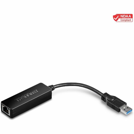 Picture of TRENDnet USB 3.0 To Gigabit Ethernet Adapter, Full Duplex 2Gbps Ethernet Speeds, Up To 1Gbps, USB-A, Windows & Mac Compatibility, USB Powered, Simple Setup, Black, TU3-ETG - USB 3.0 to Gigabit Ethernet Adapter