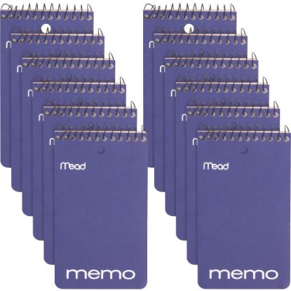 Picture of Mead Wirebound Memo Book - 60 Sheets - 120 Pages - Wire Bound - College Ruled - 3in x 5in - White Paper - AssortedCardboard Cover - Stiff-back, Hole-punched - 12 / Pack