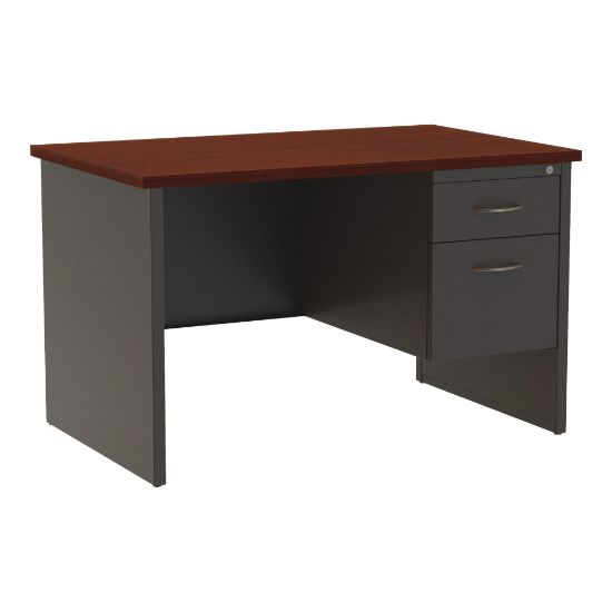 Picture of WorkPro Modular 48inW Right-Pedestal Computer Desk, Charcoal/Mahogany