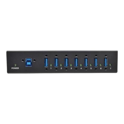 Picture of Eaton Tripp Lite series 7-Port USB 3.0 Hub SuperSpeed with Dedicated 2A USB Charging iPad Tablet Metal - Hub - 7 x SuperSpeed USB 3.0 - DIN rail mountable, wall-mountable