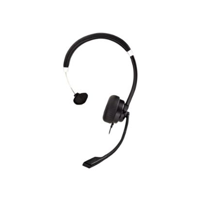 Picture of V7 Deluxe USB Mono Headset with Boom Mic - Mono - USB - Wired - 31.50 Hz - 20 kHz - Over-the-head - Monaural - Supra-aural - 5.91 ft Cable - Echo Cancelling, Noise Cancelling, Omni-directional Microphone - Black, Silver