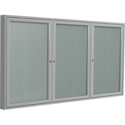 Picture of Ghent 3 Door Enclosed Vinyl Bulletin Board, Satin Aluminum Frame, 36inH x 72inW, Silver