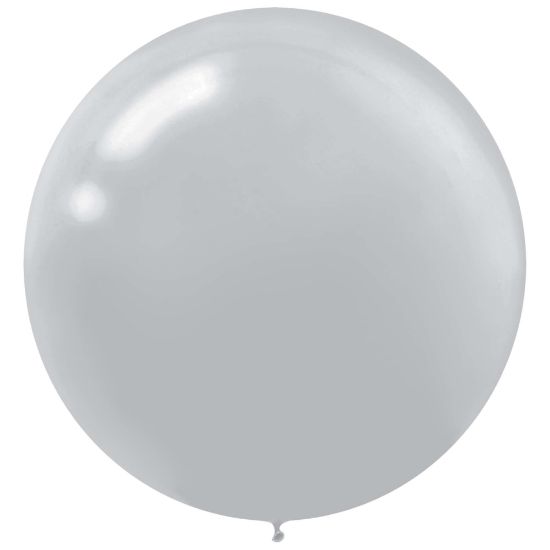 Picture of Amscan 24in Latex Balloons, Silver, 4 Balloons Per Pack, Set Of 3 Packs