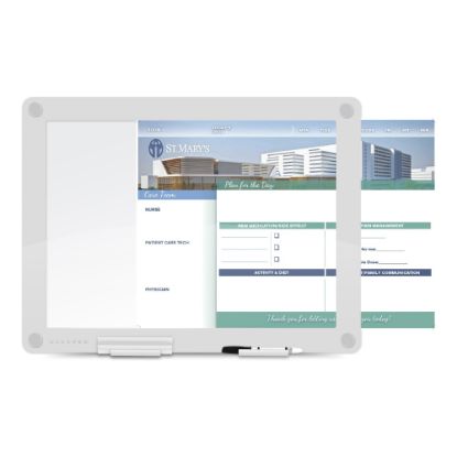 Picture of WorkPro Custom Print Glass Non-Magnetic Unframed Dry-Erase Presentation Whiteboard, 24 1/2in x 18 1/2in, White