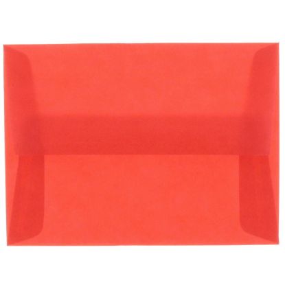 Picture of JAM Paper Translucent Envelopes, #4 Bar (A1), Gummed Seal, Primary Red, Pack Of 25