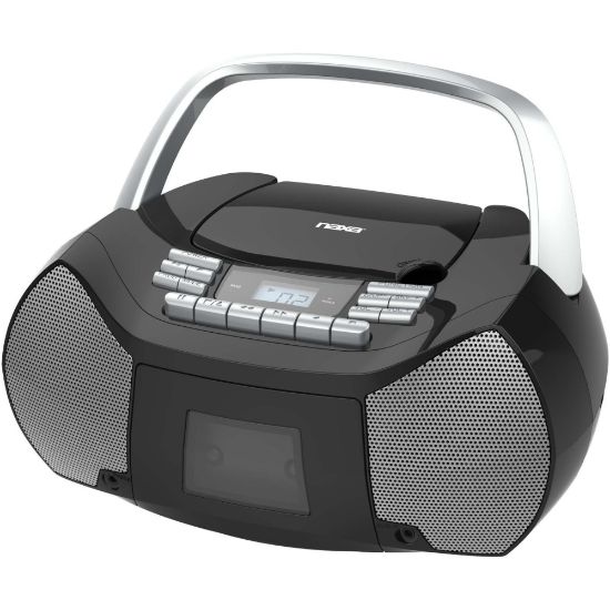 Picture of Naxa Portable CD/Cassette Boombox - 1 x Disc - 2.40 W - Silver, Black - CD-DA - Auxiliary Input