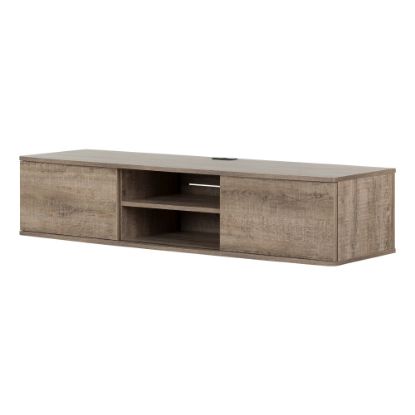 Picture of South Shore Agora Wall-Mounted Media Console, 11-1/2inH x 57inW x 17-3/4inD, Weathered Oak