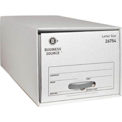 Picture of Business Source Drawer File Storage Boxes, 60% Recycled, White, Carton Of 6