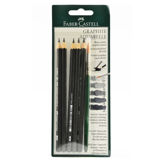 Picture of Faber-Castell Graphite Aquarelle Water-Soluble Pencil Sets, 5 Pencils Per Set, Pack Of 2 Sets