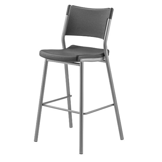 Picture of National Public Seating Cafe Time Barstool, Charcoal Slate/Silver