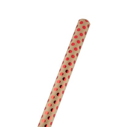 Picture of JAM Paper Wrapping Paper, Polka Dot, 25 Sq Ft, Kraft Brown & Red