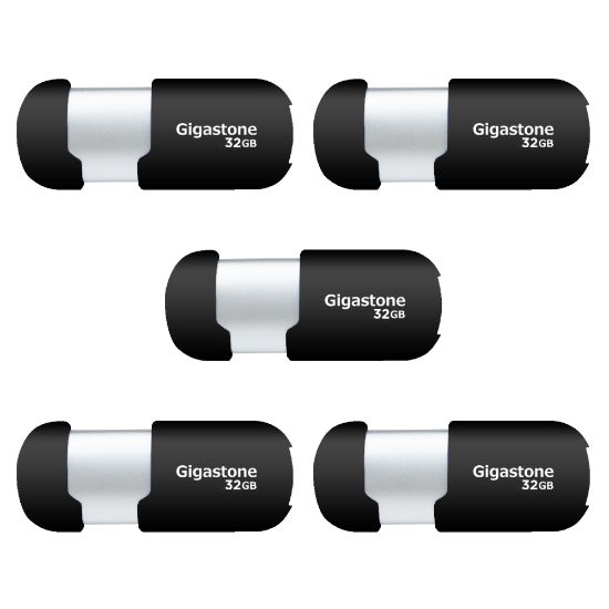 Picture of Dane-Elec Gigastone USB 2.0 Flash Drives, 32GB, Black/Silver, Pack Of 5 Flash Drives