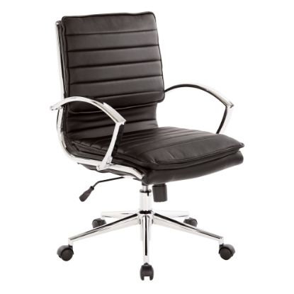 Picture of Office Star Pro-Line II SPX Bonded Leather Mid-Back Chair, Black/Chrome