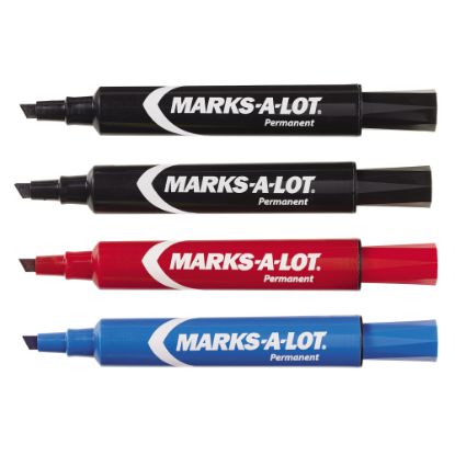 Picture of Avery Regular Desk Style Permanent Markers, Chisel Point, Black/Blue/Red Inks, Pack Of 4