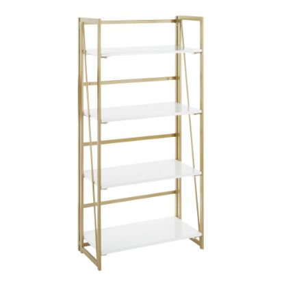 Picture of LumiSource Folia 50inH 4-Shelf Bookcase, Gold/White