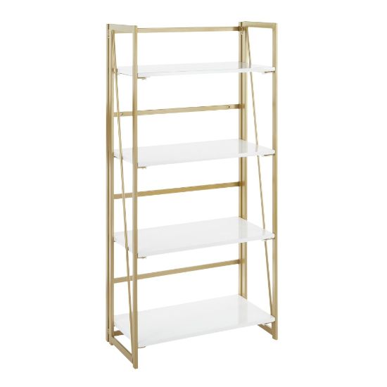 Picture of LumiSource Folia 50inH 4-Shelf Bookcase, Gold/White