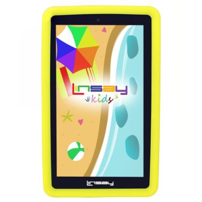 Picture of Linsay 7in Tablet, 2GB Memory, 64GB Storage, Android 13, Yellow Kids Case