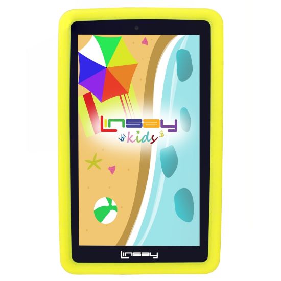 Picture of Linsay 7in Tablet, 2GB Memory, 64GB Storage, Android 13, Yellow Kids Case