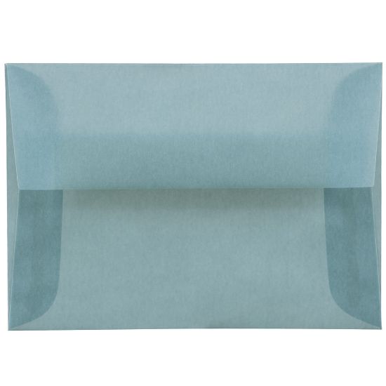 Picture of JAM Paper Translucent Envelopes, #4 Bar (A1), Gummed Seal, Ocean Blue, Pack Of 25