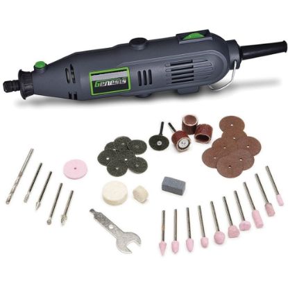 Picture of Genesis Variable Speed Rotary Tool with 40-Piece Accessory Set - Cutting, Sanding, Grinding, Carving, Drilling, Polishing, Sharpening, Cleaning, Sawing30000 RPM