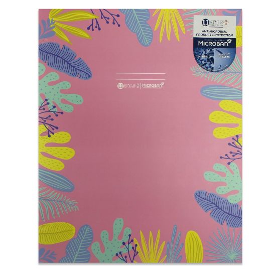 Picture of U Style 2-Pocket Paper Folder With Microban Antimicrobial Protection, 9-9/16in x 11-11/16in, Pink/Tropical