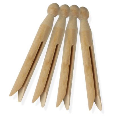 Picture of Honey-Can-Do Round Wooden Clothespins, 4 3/8inH x 1/2inW x 1/2inD, Natural, Pack Of 100