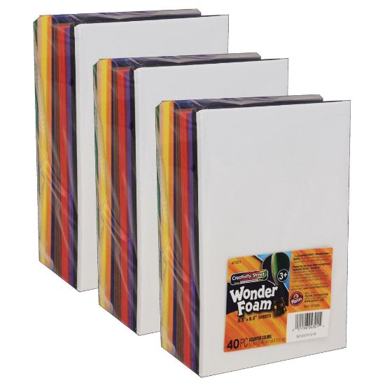 Picture of Creativity Street WonderFoam Sheets, 5-1/2in x 8-1/2in, Assorted Colors, 40 Sheets Per Pack, Case Of 3 Packs