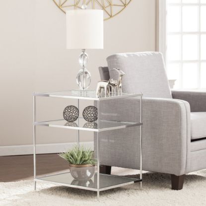 Picture of SEI Furniture Knox Glam Mirrored Side Table, Rectangular, Clear/Chrome