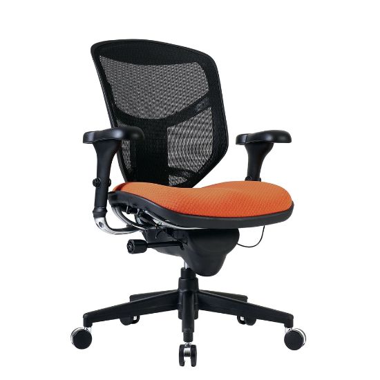 Picture of WorkPro Quantum 9000 Series Ergonomic Mesh/Premium Fabric Mid-Back Chair, Black/Tangerine, BIFMA Compliant