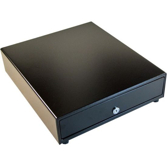 Picture of APG Cash Drawer Vasario 1616 Cash Drawer - 4 Bill x 8 Coin - Dual Media Slot - Black - USB - 4.3in H x 16.2in W x 16.3in D