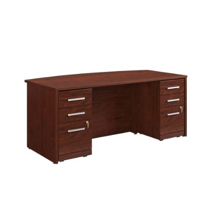 Picture of Sauder Affirm Collection 72inW Executive Bowfront Desk With Two 3-Drawer Mobile Pedestal Files, Classic Cherry