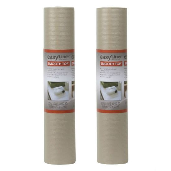 Picture of Duck Brand 281873 Smooth Top EasyLiner Non-Adhesive Shelf And Drawer Liner, 20in x 24ft, Taupe, Pack Of 2 Rolls