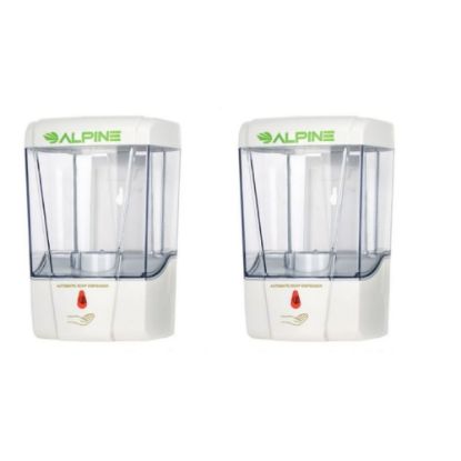 Picture of Alpine Commercial Automatic Touch-Free Liquid Soap And Gel Hand Sanitizer Dispensers, 700 mL, White, Pack Of 2 Dispensers