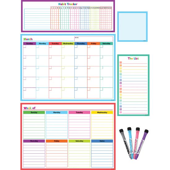 Picture of Teacher Created Resources Dry-Erase Magnetic 9-Piece Calendar Set, Colorful