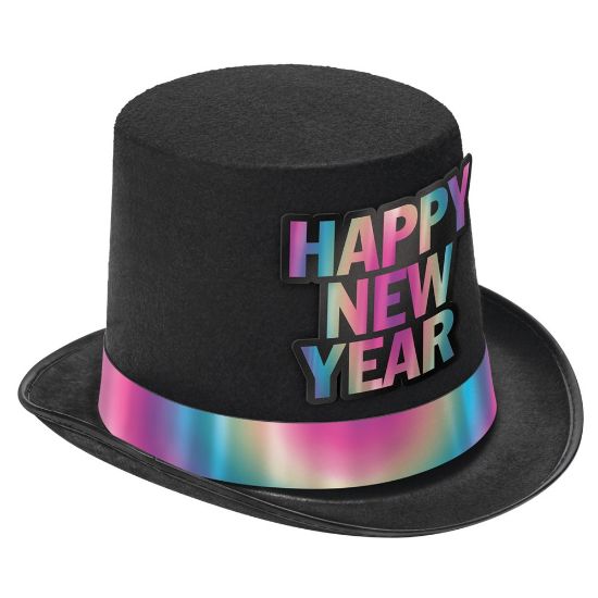 Picture of Amscan 251196 Happy New Year Illuminating Top Hat, Black