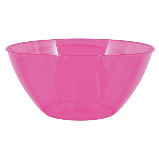 Picture of Amscan 2-Quart Plastic Bowls, 3-3/4in x 8-1/2in, Bright Pink, Set Of 8 Bowls