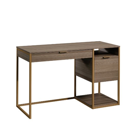 Picture of Sauder International Lux 48inW Single Pedestal Computer Desk, Diamond Ash