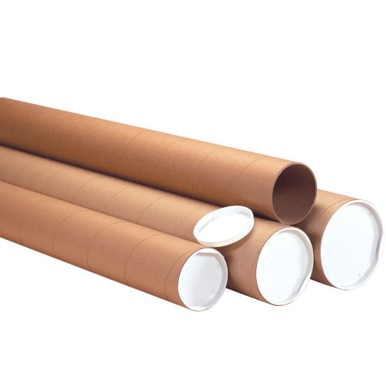 Picture of Partners Brand Heavy-Duty Mailing Tubes With Caps, 4in x 72in, Kraft, Case Of 12