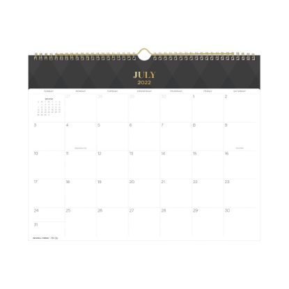 Picture of Blue Sky Academic Monthly Safety Wirebound Wall Calendar, 12in x 15in, Ombre Diamond Charcoal, July 2022 To June 2023, 136461