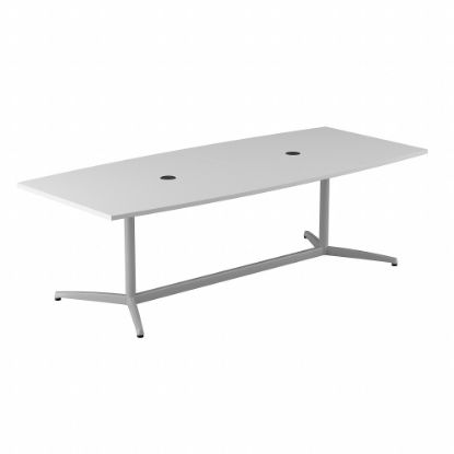 Picture of Bush Business Furniture 96inW x 42inD Boat-Shaped Conference Table With Metal Base, White, Standard Delivery