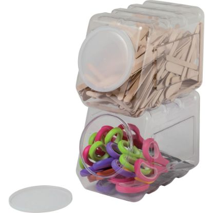 Picture of Pacon Interlocking Storage Container With Lid - External Dimensions: 5.5in Width x 9.5in Depth x 6.8in Height - Interlocking Closure - Plastic - Clear - 1 / Each