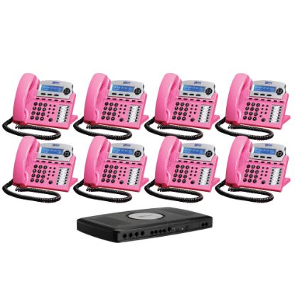 Picture of XBLUE Networks X16 Corded Telephone Bundle, Pink, Set of 8