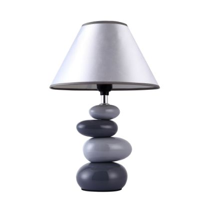 Picture of Simple Designs Shades Of Gray Ceramic Stone Table Lamp, 15inH, Gray Shade/Gray Base