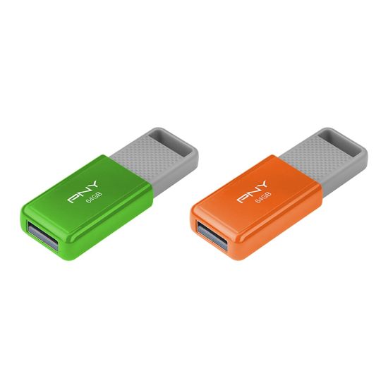 Picture of PNY USB 2.0 Flash Drives, 64GB, Pack Of 2 Flash Drives