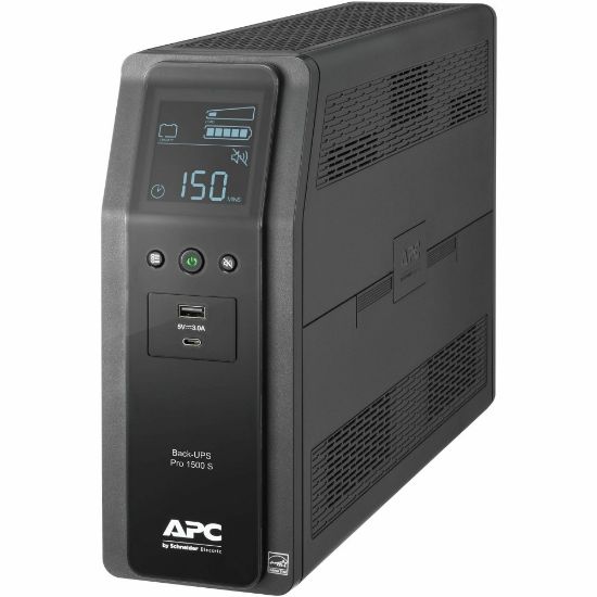 Picture of APC Back-UPS Pro 10-Outlet/2-USB 1,500-Volt-Ampere Battery Back-Up And Surge Protector, Black, APNBR1500MS2