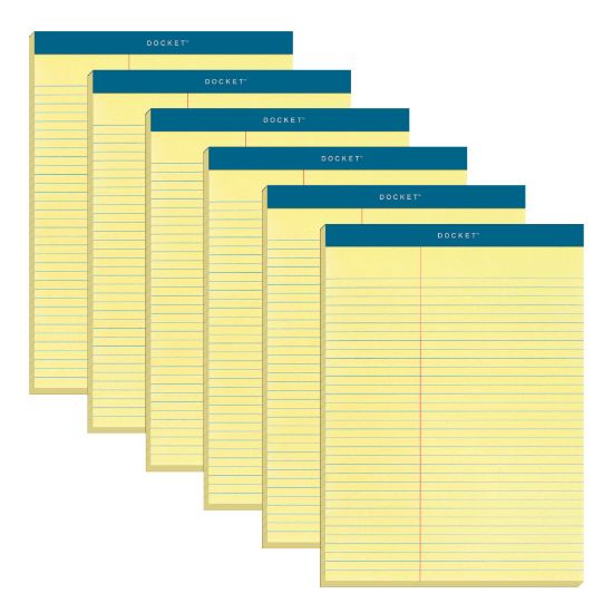 Picture of TOPS Letr-Trim Perforated Law-ruled Writing Pad - 100 Sheets - 0.34in Ruled - 16 lb Basis Weight - 8 1/2in x 11 3/4in - Canary Paper - Marble Green Binding - Perforated, Hard Cover - 6 / Pack