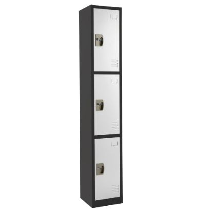 Picture of Alpine Large 3-Tier Steel Lockers, 72inH x 12inW x 12inD, Black/White, Pack Of 2 Lockers