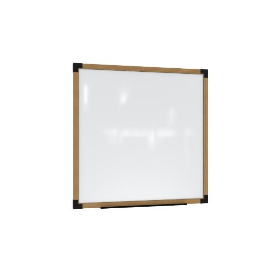 Picture of Ghent Prest Magnetic Dry-Erase Whiteboard, Porcelain, 50-1/4in x 50-1/4in, White, Natural Wood Frame